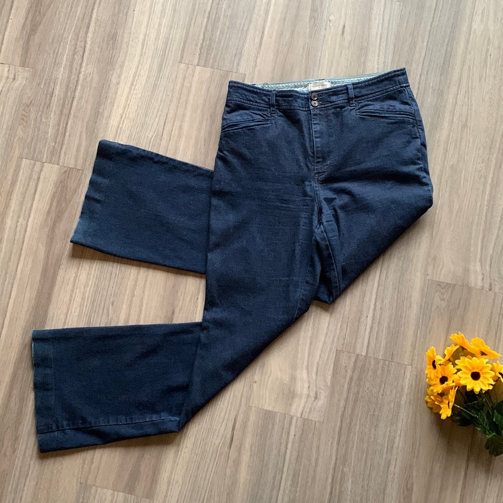 Anthropologie Essential Trouser Dark Chambray Denim Wide Leg